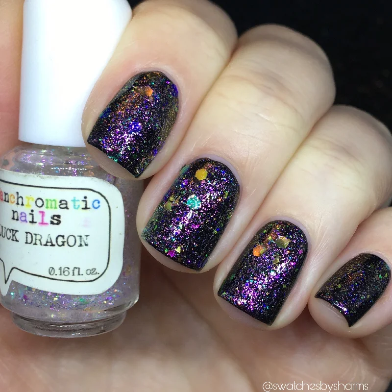 nail polish bonfire night-Luck Dragon Nail Polish - iridescent glitter top coat