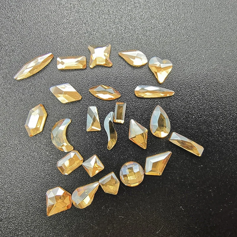 Nail rhinestone varnish match-HZRcare Loose Mixed Size 3D Gold Light Peach Water Crystal AB Decorative Art Flat Back Stone Nail Art Rhinestone For Nails