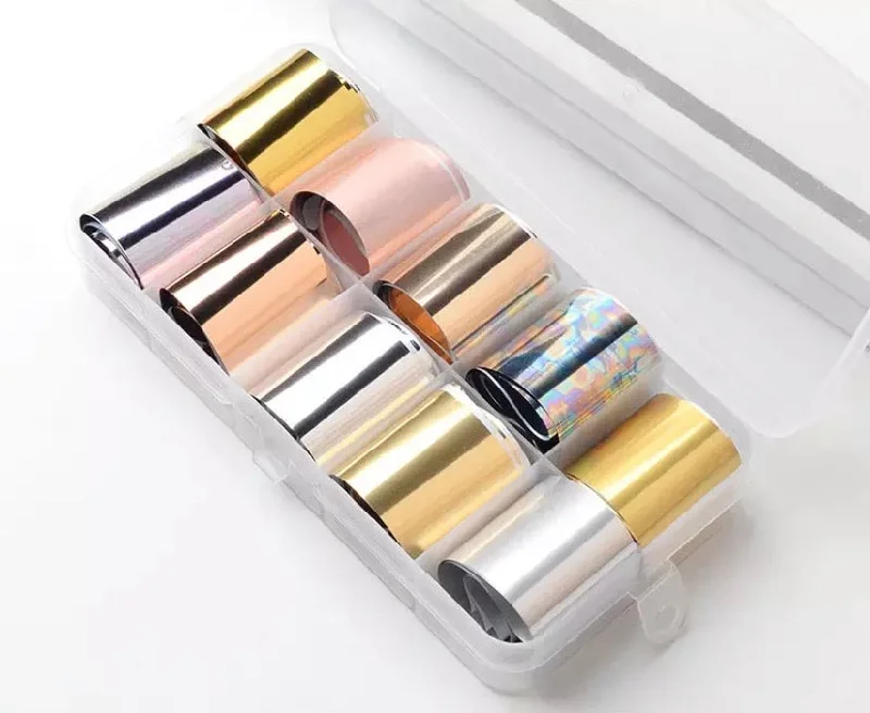 Nail art decoration swimming-Transfer Foils Box - Silver&Gold