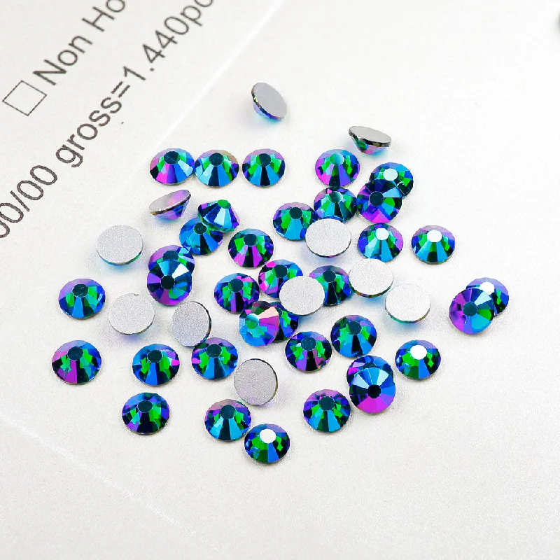 Nail rhinestone unique twists-Yantuo Emerald AB  ss3~30 glass flatback  Loose Glass Strass Non Hot rhinestone   flatback rhinestones for nail and cup