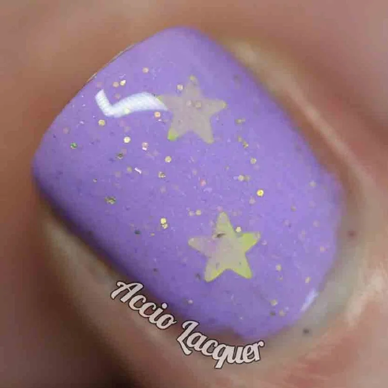 nail polish wick black-LSP Nail Polish -  bright lavender with gold stars