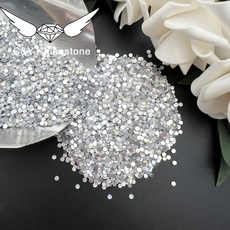 Nail rhinestone special drops-FlatBack Glass Color Non HotFix White Opal Nail Art Big Nails stone Decorations Rhinestones