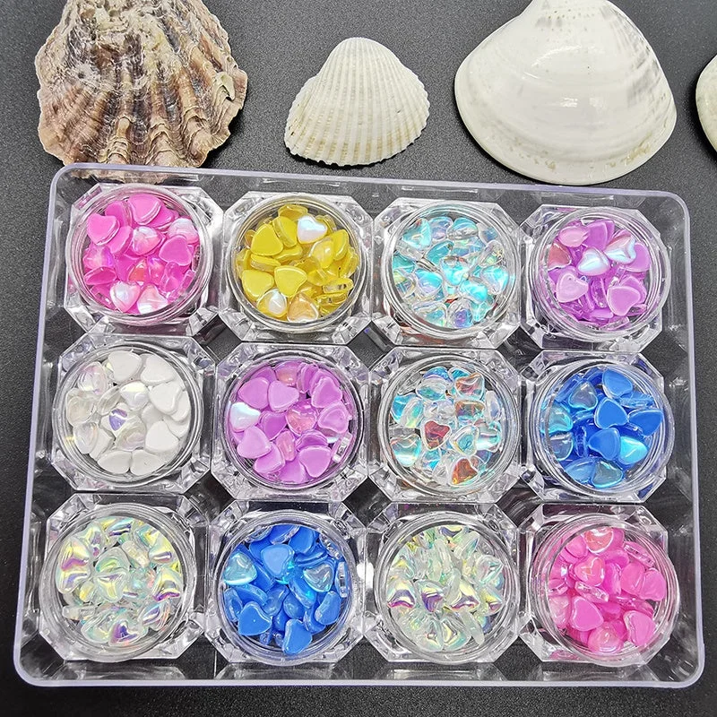 Nail rhinestone refined art-HZRcare Wholesale High Quality 21-Grids Bulk Boxes Mixed 3D Beads Glass Nail Art Bling Rhinestone Box