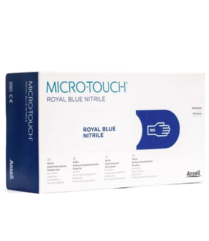 nail repair for nail balance-MEDIUM - ANSELL MICRO-TOUCH ROYAL BLUE NITRILE 100 PCS