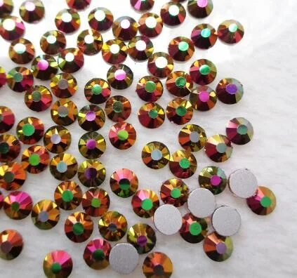 Nail rhinestone low-allergy-pujiang 1440pcs/pack rainbow rose golden flatback rhinestones dmc crystal AB non hot fix glass rhinestone strass