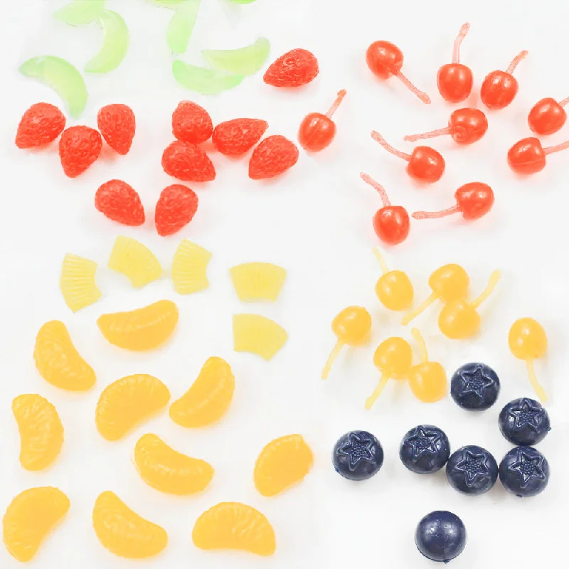 Nail rhinestone fame nails-New Simulation Food Artificial Cherries Orange  Beans Resin Miniature Art Flatback Cabochon DIY Decorative Craft