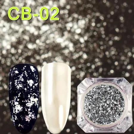 Nail art decoration trending-Silver Flakes Foil CB-02