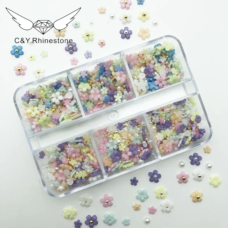 Nail rhinestone event shine-CY Resin Small Flower Small Steel Ball Half-Round Pearl Size Mixed Color Nail Ornament