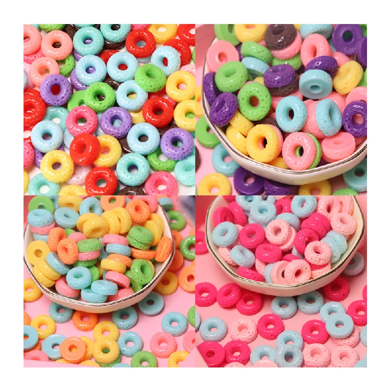 Nail rhinestone workout-safe-Colorful Mini Donut Resin Charms Flatback Food Play for Jewelry Making Phone Cover Making Accessories