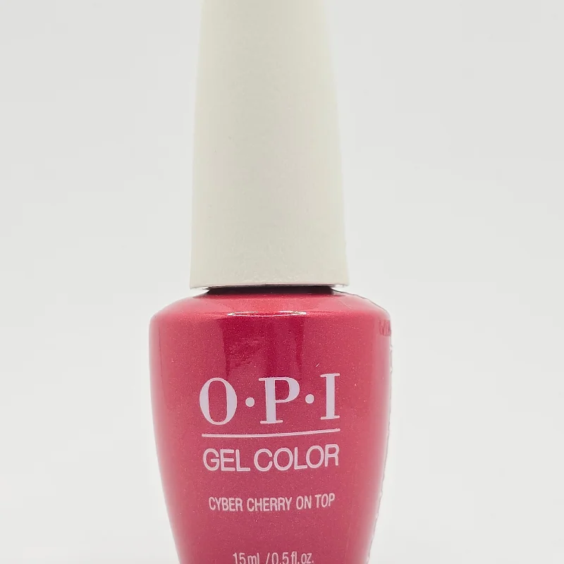 nail repair with nail repair protector-OPI GC F014 CYBER CHERRY ON TOP