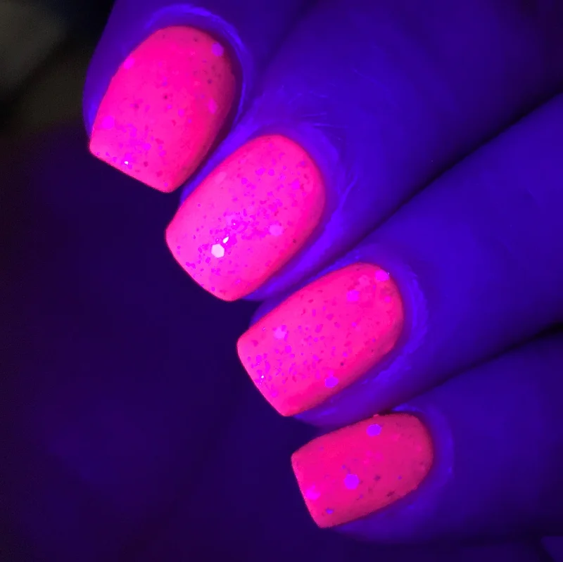 nail polish bread loaf-Princess Bubblegum Nail Polish - neon pink with white & gold accents