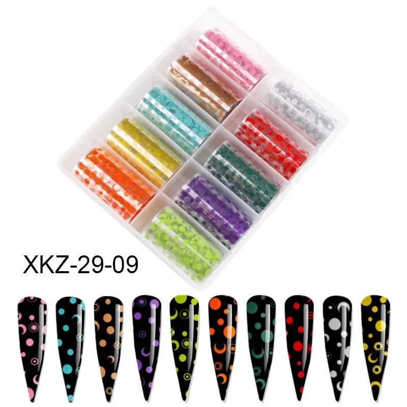 Nail art decoration time travel-Colorful Half Moon Foils- XKZ29-09