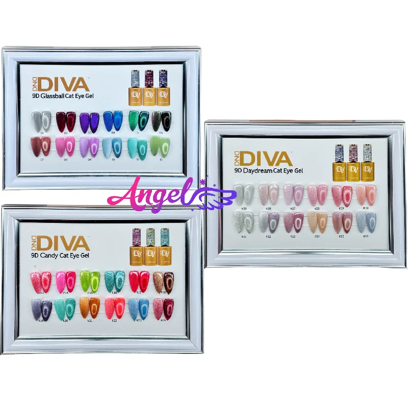 nail polish croissant glow-Diva 9D Cat Eyes Color Full Collection 36 Color Swatch Only