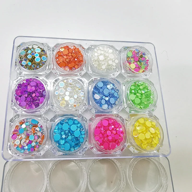 Nail rhinestone harm avoidance-Wholesale Custom Logo Luxury Bulk K9 Quality Colored Back Crystal Beads 12 Grids Package Women Nails Rhinestone Glass in  Bulk