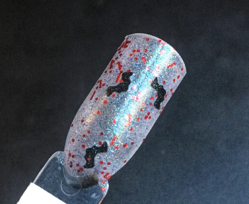 nail polish pepper grind-Vampire Queen Nail Polish - glow in the dark topper with bat shaped glitter