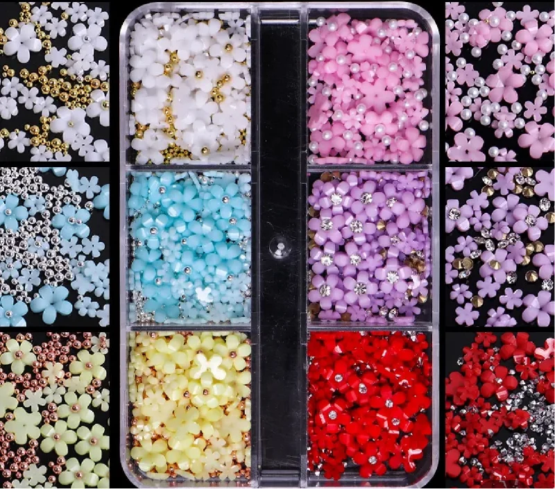 Nail rhinestone fit guide-Flowers mixed colors