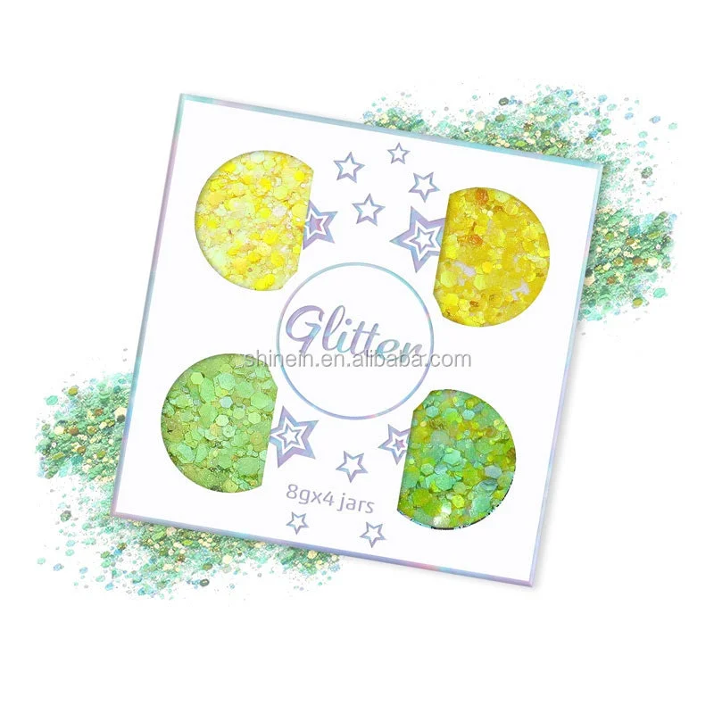 Nail art decoration sunny vibes-Best Price Lemon Green Shimmer Face Body Glitter Polyester Holographic Chunky Glitter