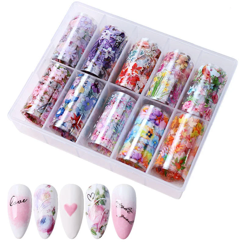 Nail art decoration water motifs-TRANSFER FOIL - FLOWER & LEAVES