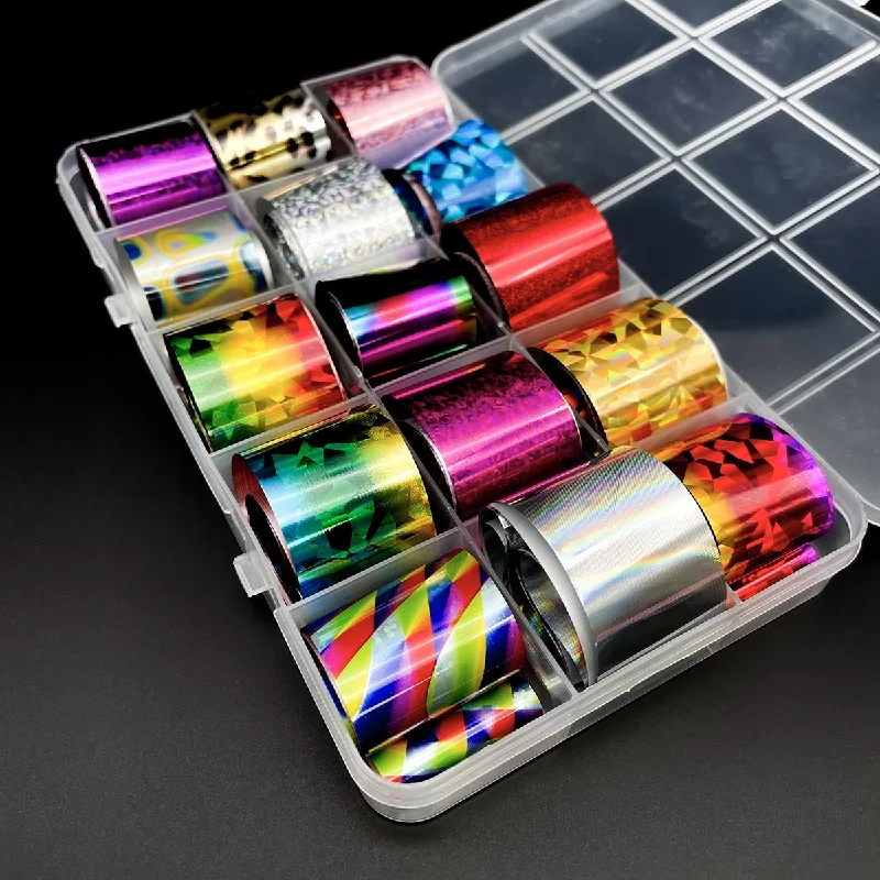 Nail art decoration air-light-Transfer Foil - Colorful Glass 15 Pcs/ Box #1 | DFOCG01