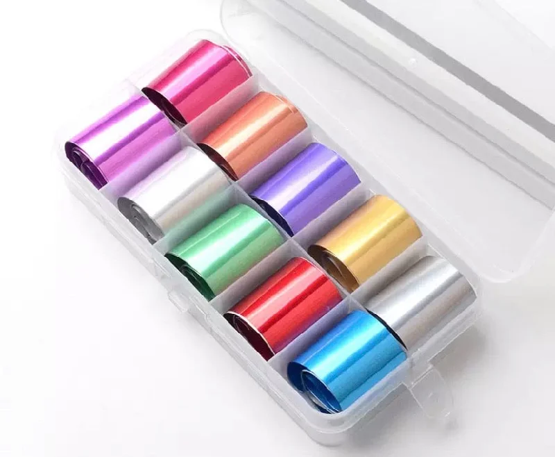 Nail art decoration pastry-Transfer Foil Box - Satin Colorful Mix