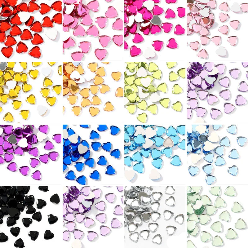 Nail rhinestone order tips-Heart Acrylic Crystal Nail Art Rhinestones Flatback Crystal Ab Non Hot Fix Rhinestones Glitter Strass