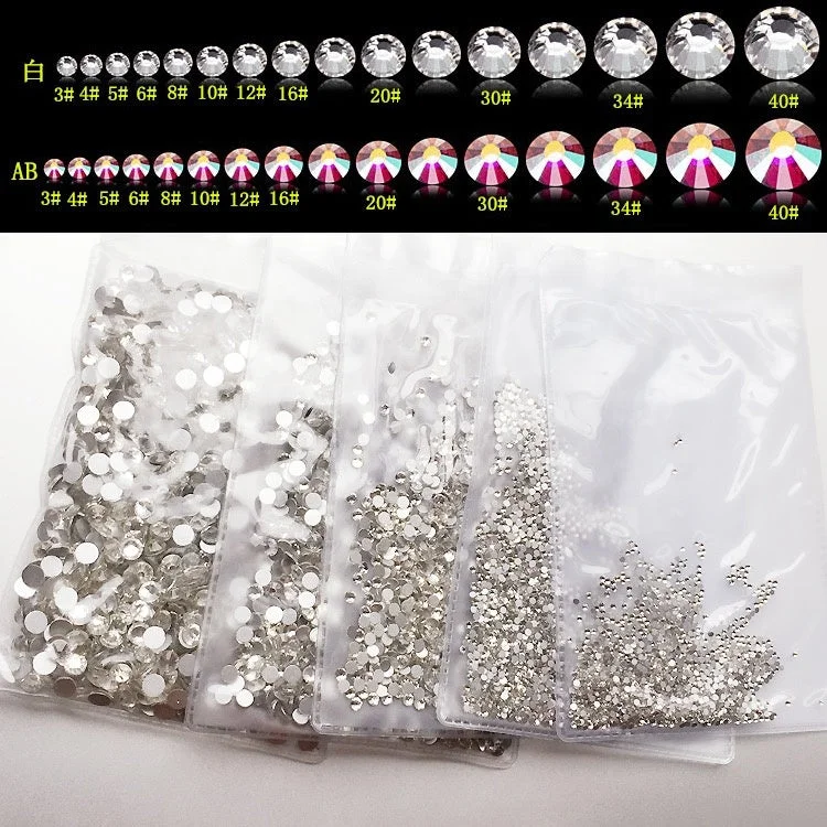 Nail rhinestone eco designs-Yantuo silver back  white clear Crystal AB  Nail Crystals Flatback Glass nail Non Hotfix Rhinestone