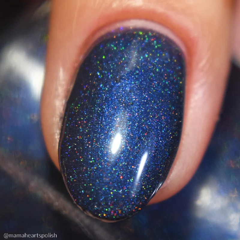 nail polish yeast brown-Reborn In The Great Cycle Nail Polish - deep cobalt blue scattered holo