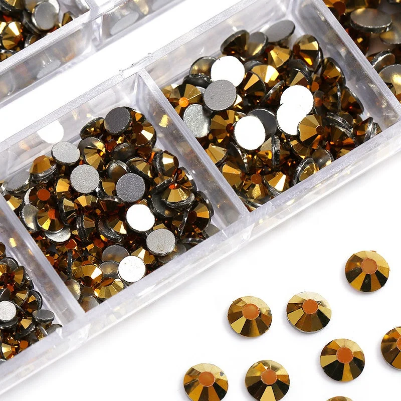 Nail rhinestone glamour styles-wholesale gold color SS4-SS20 mix nail art rhinestone box set factory direct sale