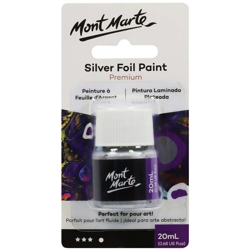 Nail art decoration adventure-ready-Silver Foil Paint Premium 20ml - Mont Marte