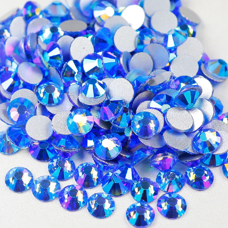 Nail rhinestone quick glam-Lt.Sapphire AB Loose Glass   Flatback Non Hot Fix Yantuo Rhinestones Supplier Nail Art Rhinestones for Nail Art Decoration