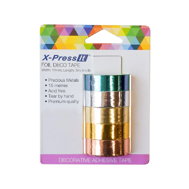 Nail art decoration single accents-X-Press It Foil Deco Tape Precious Metals 12mm x 3m 5 rolls