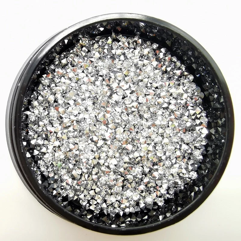 Nail rhinestone classy touch-HZRcare Bulk Wholesale High Quality Micro Small Pixie Jars Point Back Non Hot Fix Glass Nail Stones Crystal Rhinestones