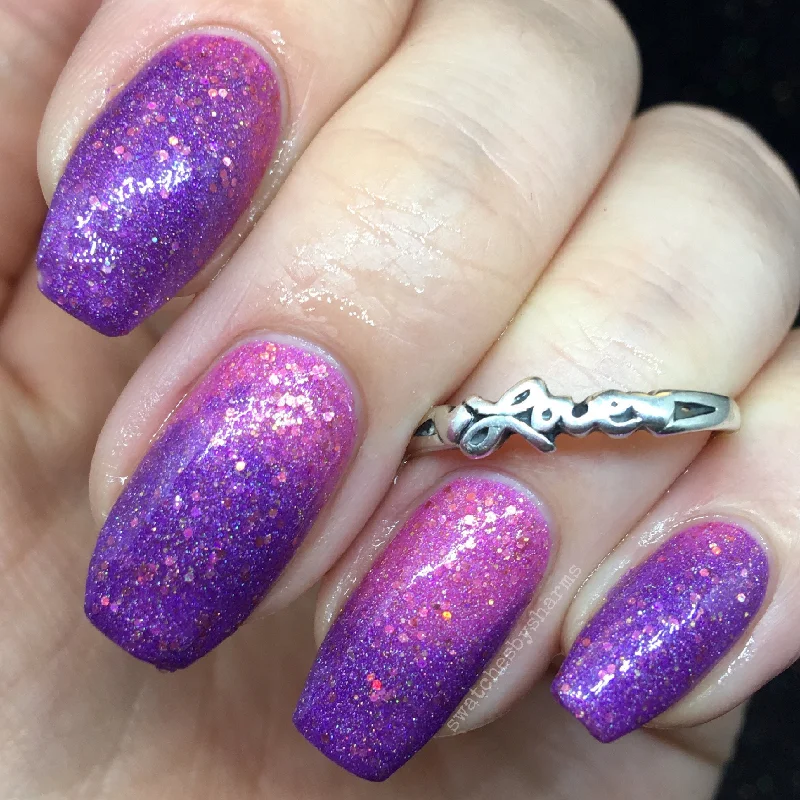 nail polish lemon tea-More Human Than Human Nail Polish - color-changing pink to purple holographic