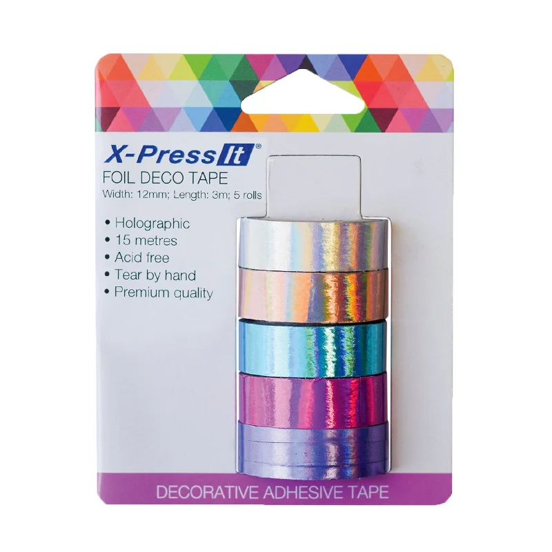 Nail art decoration quirky flair-X-Press It Foil Deco Tape Holo 12mm x 3m 5 rolls