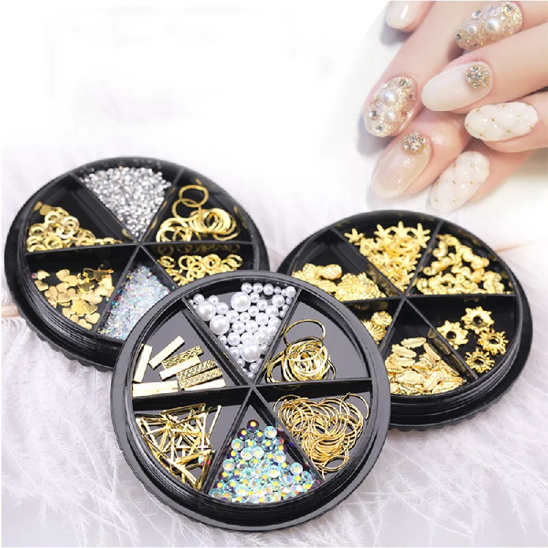 Nail rhinestone game vibes-The Latest 3D Mixed Color Pearl Flatback Rhinestone Manicure Jewelry Metal Nail Accessories Decoration