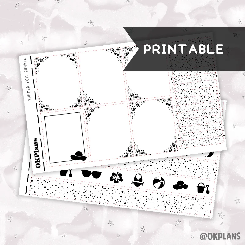 Nail art decoration nerd-Summer // Printable // Foil Bundle