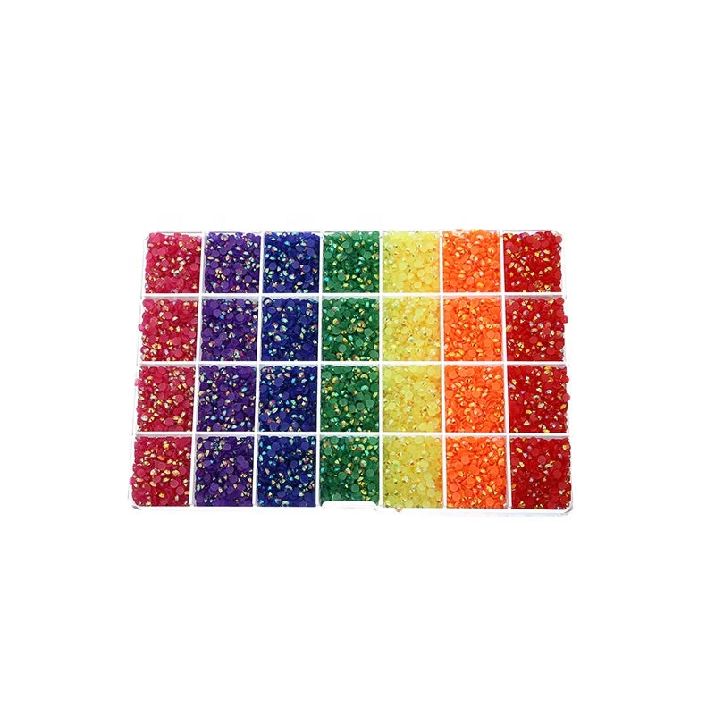 Nail rhinestone wear longevity-New Arrivals 28 gird mix colors Rhinestones Kit Flatback Transparent Jelly Resin rhinestone Non Hot Fix Crystal For Nails Art