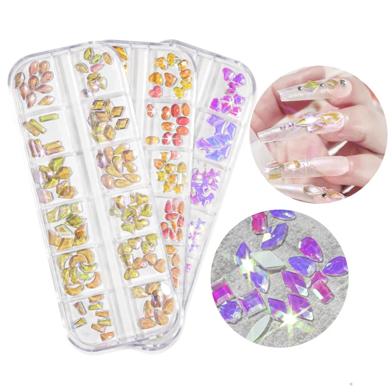 Nail rhinestone story nails-Nail Rhinestone Beads Boxes 3D Nail Art Decorations DIY Nail Rhinestones Kit Plastic Box 13.5cm*5cm Sample+oem+odm