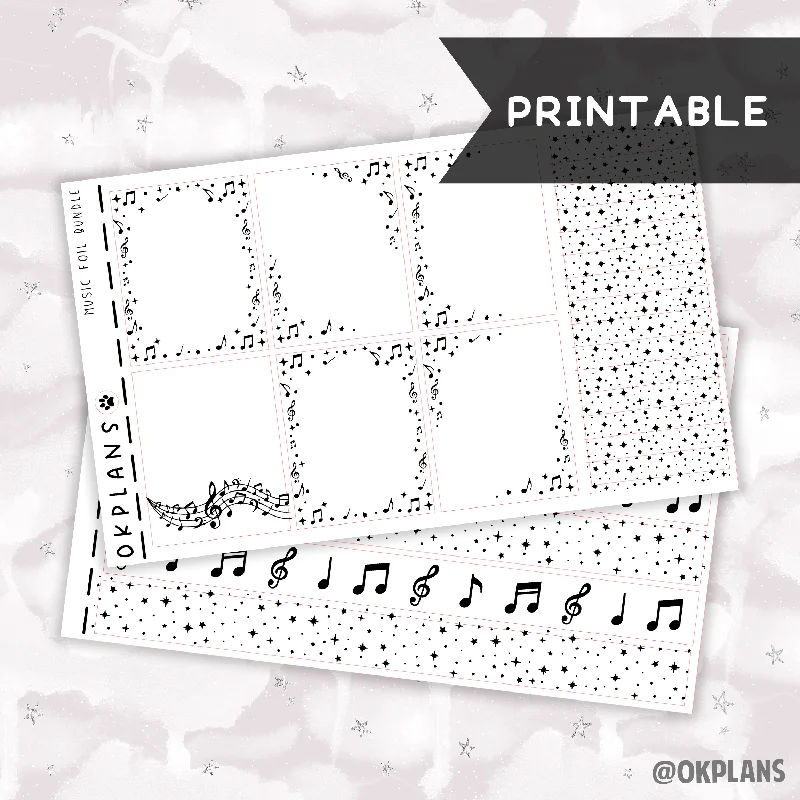 Nail art decoration trending-Music // Printable // Foil Bundle