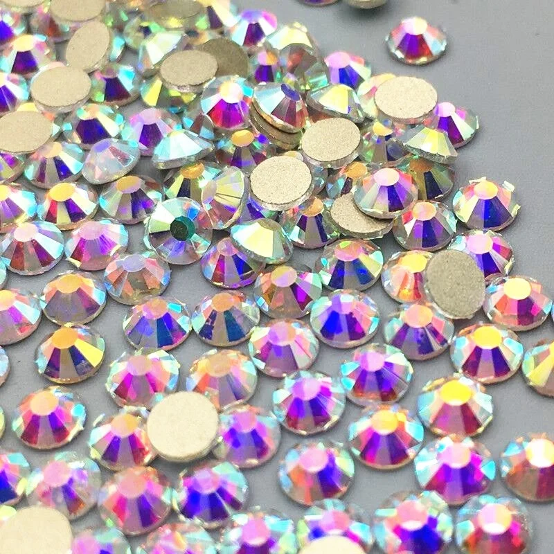 Nail rhinestone bulk discounts-Gold bottom non hot fix rhinestone for nail round glass flatback rhinestone for diy crafts nail supplies