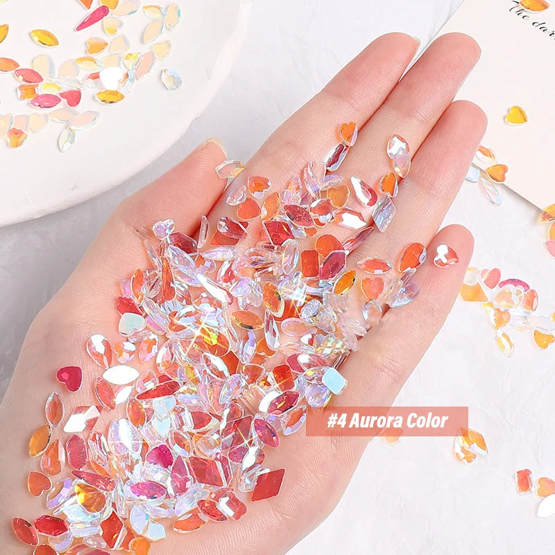 Nail rhinestone high-end sets-3D Multi Shape Crafts Design Mixed Set Shiny Flatback Aurora Nail Art Decoration Crystals Rhinestones Stones Diamond for Nail