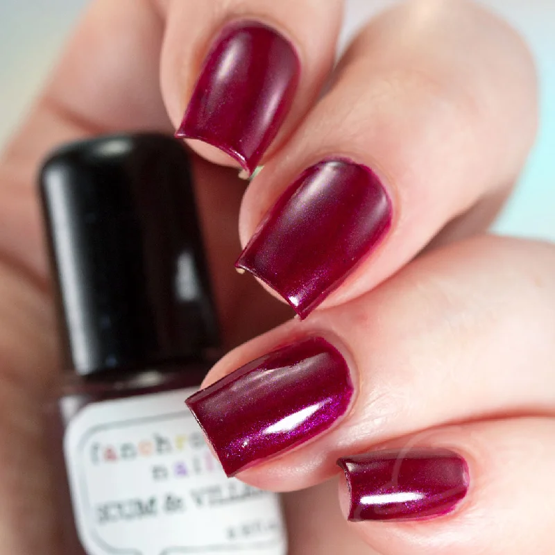 nail polish caramel twist-Scum and Villainy Nail Polish - burgundy jelly with subtle purple and pink shimmer