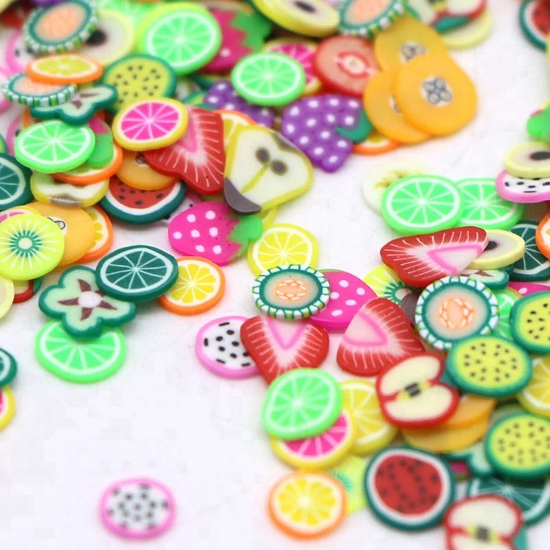 Nail rhinestone video guides-Wholesale 3D Nail Art Fruit Slices Polymer Clay Sprinkles For DIY Slice Decoration Nail Stickers