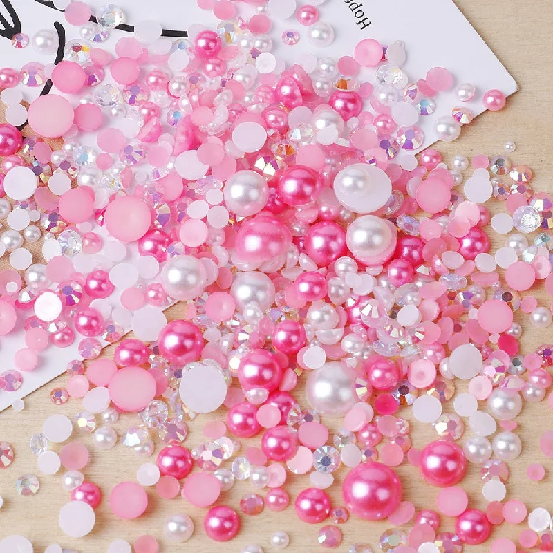 Nail rhinestone care routine-yantuo factory Wholesale bulk 1kg Pearls Rhinestones 3mm-10mm Mix Sizes Color Flat Back Half Round Pearl For decoration