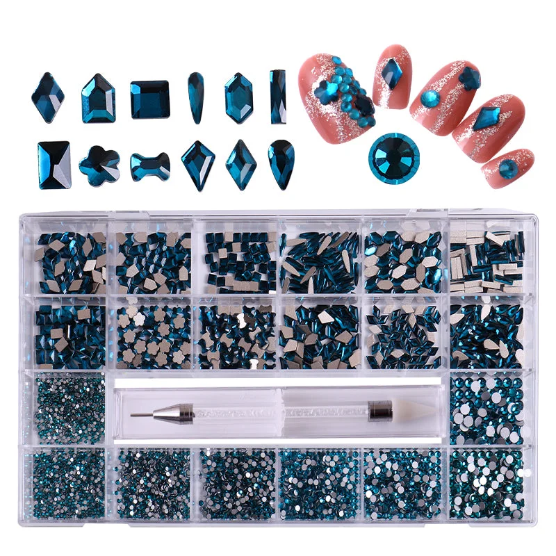 Nail rhinestone fashion ideas-Rhinestones Nail Art Set Nail diamond Clear Class Multi-Shape Flat Back Shiny Nail Jewels for AB Crystal Rhinestones Set