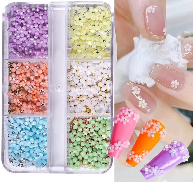 Nail rhinestone wear longevity-Flowers Mixed colors