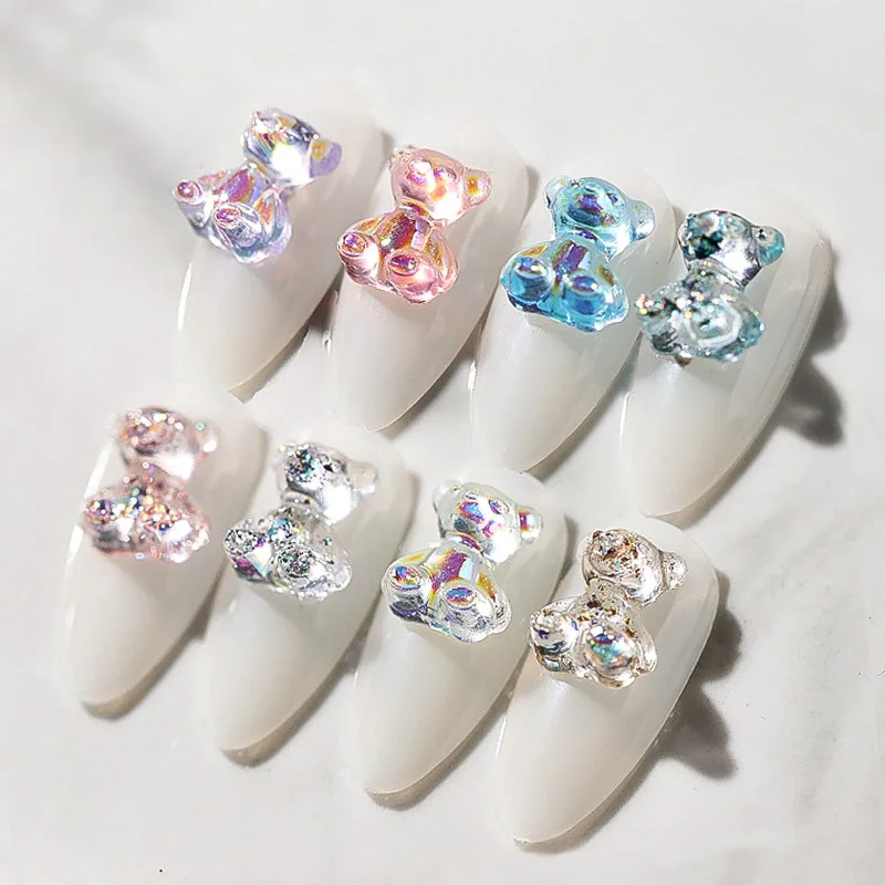 Nail rhinestone name flair-10 Colour 3D Bear Nail Studs Crystal Rhinestone Nail Art Decoration