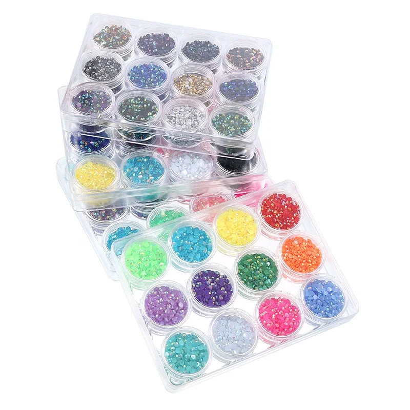 Nail rhinestone fit guide-Hot sale shining flatback rhinestone mixed boxed color jelly AB resin rhinestones kit for Mug Craft decoration design