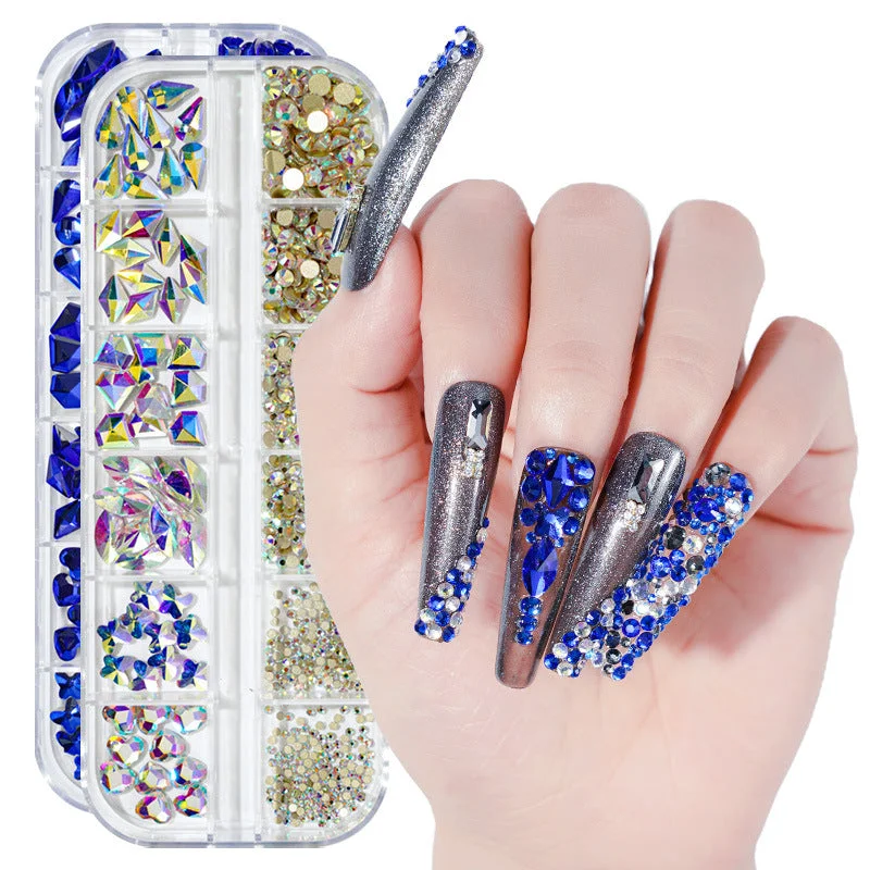 Nail rhinestone film nails-Mixcoco High Quality Nail Supplies Various Shape New product Moon Heart Diamond Nails Art Bling Flat Back Nail  Rhinestone