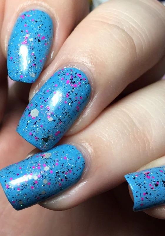 nail polish puddle duck-Eleven Nail Polish - grey and pink glitter with color-changing flakes